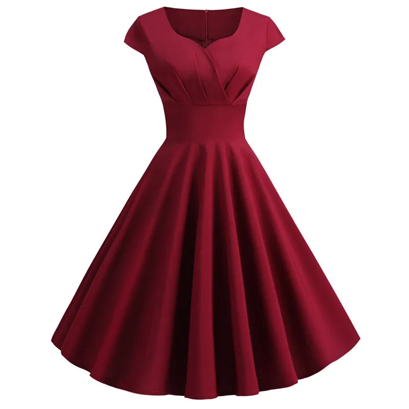 Mariana | Elegant V Neck A-Line Pinup Dress