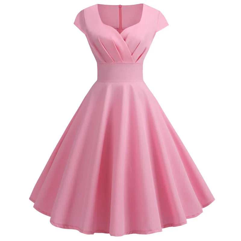 Mariana | Elegant V Neck A-Line Pinup Dress