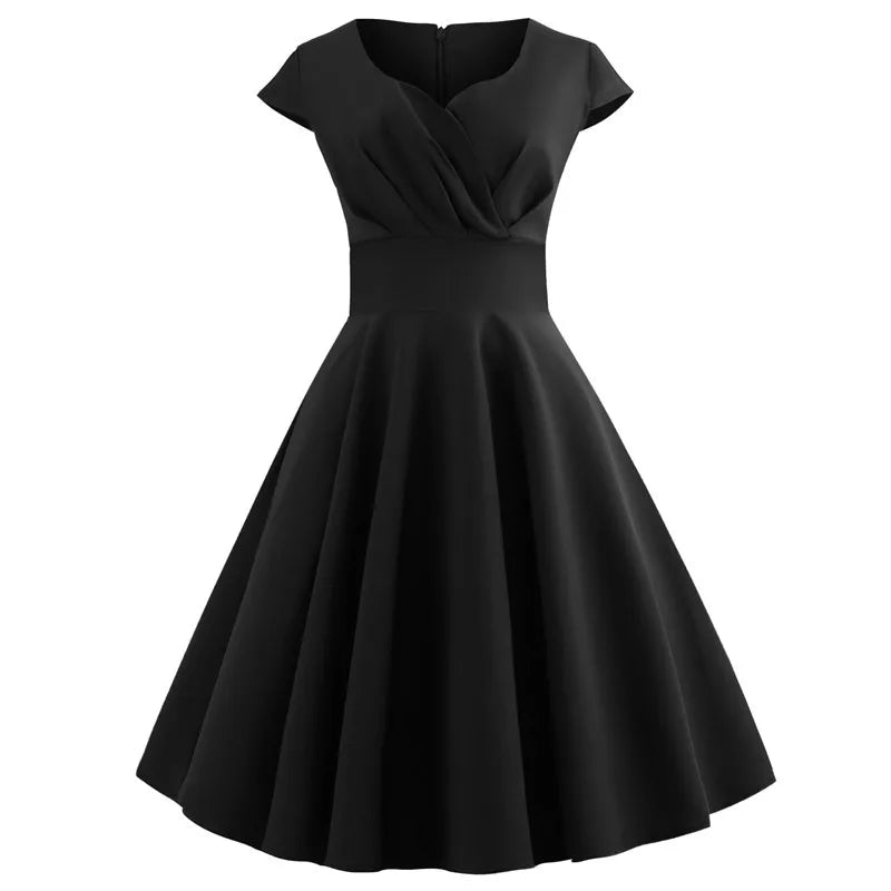 Mariana | Elegant V Neck A-Line Pinup Dress