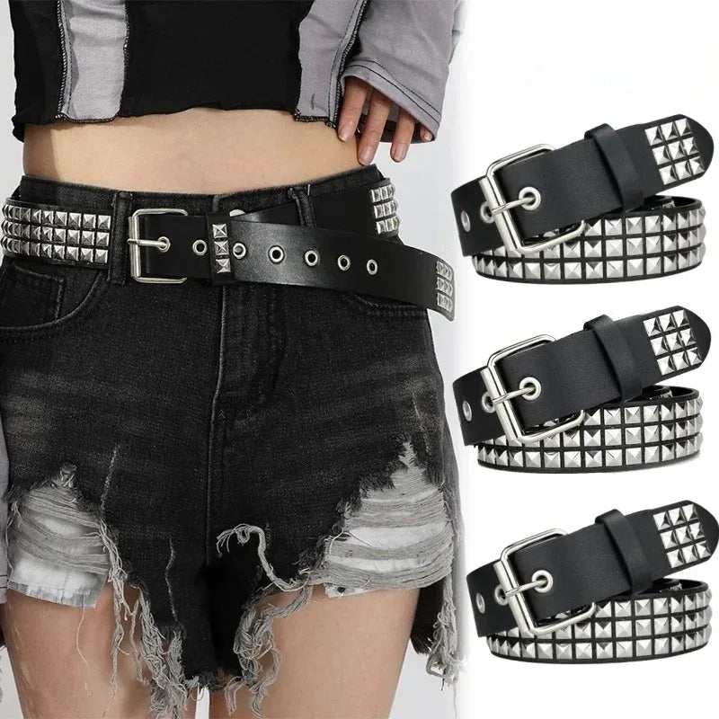 Mila | Square Bead Rivet Belt - TrendHavenCo