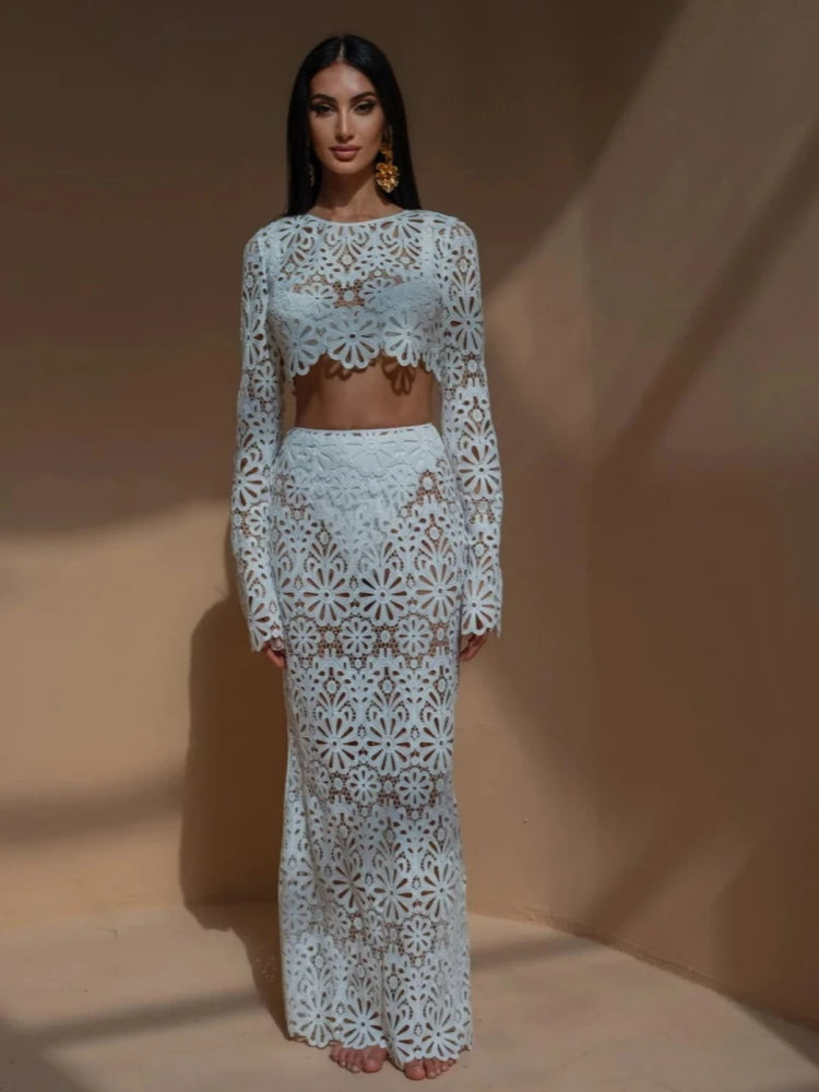Aia | Sexy See Though Crop Tops Long Skirts