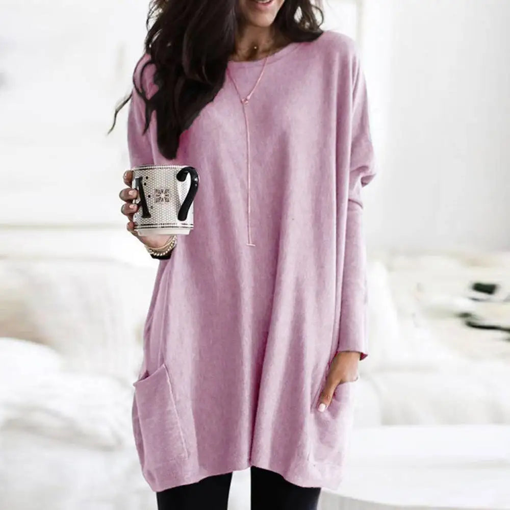 Giselle | Long Sleeve Pocket Tunic Tops Blouse