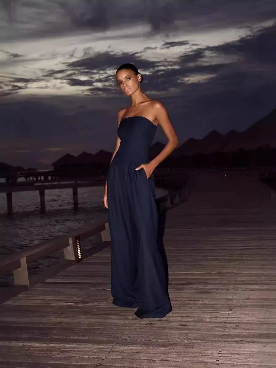Remington | Strapless Loose Wide Legs Pants Romper