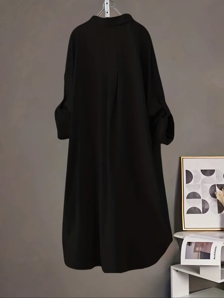 Sunny | Simple Solid Color Long Shirt Blouse