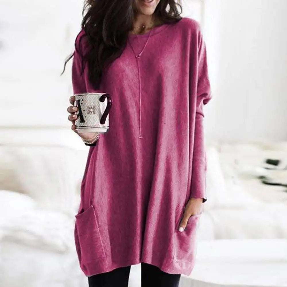 Giselle | Long Sleeve Pocket Tunic Tops Blouse