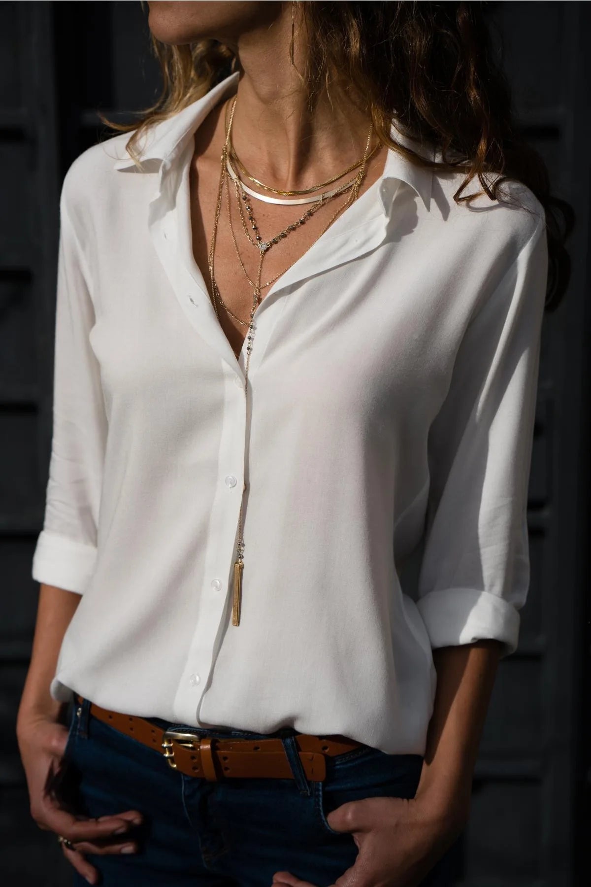 Charlotte | Chiffon Blouse Long Sleeve - TrendHavenCo
