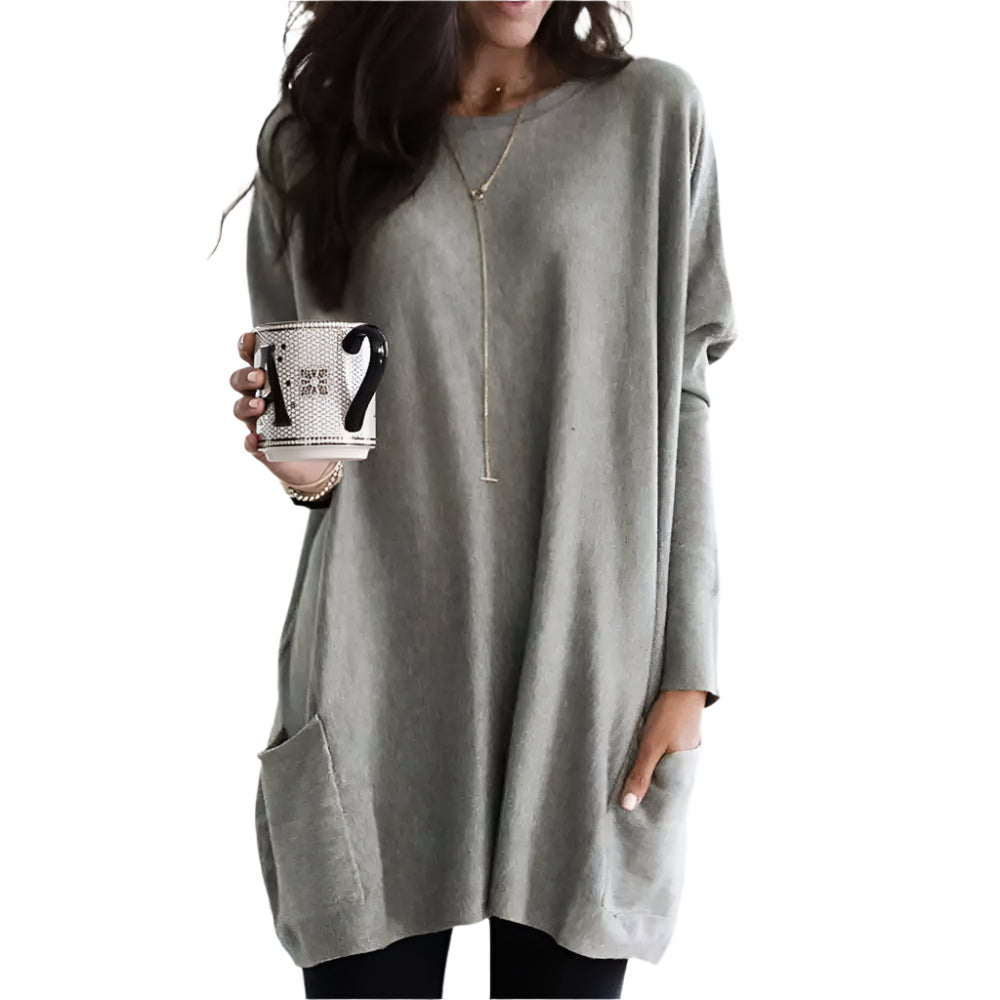 Giselle | Long Sleeve Pocket Tunic Tops Blouse