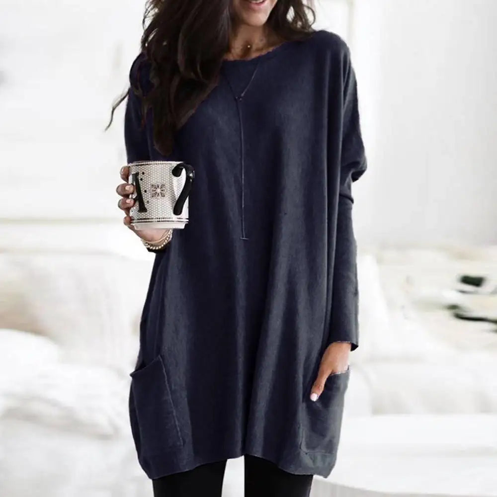 Giselle | Long Sleeve Pocket Tunic Tops Blouse