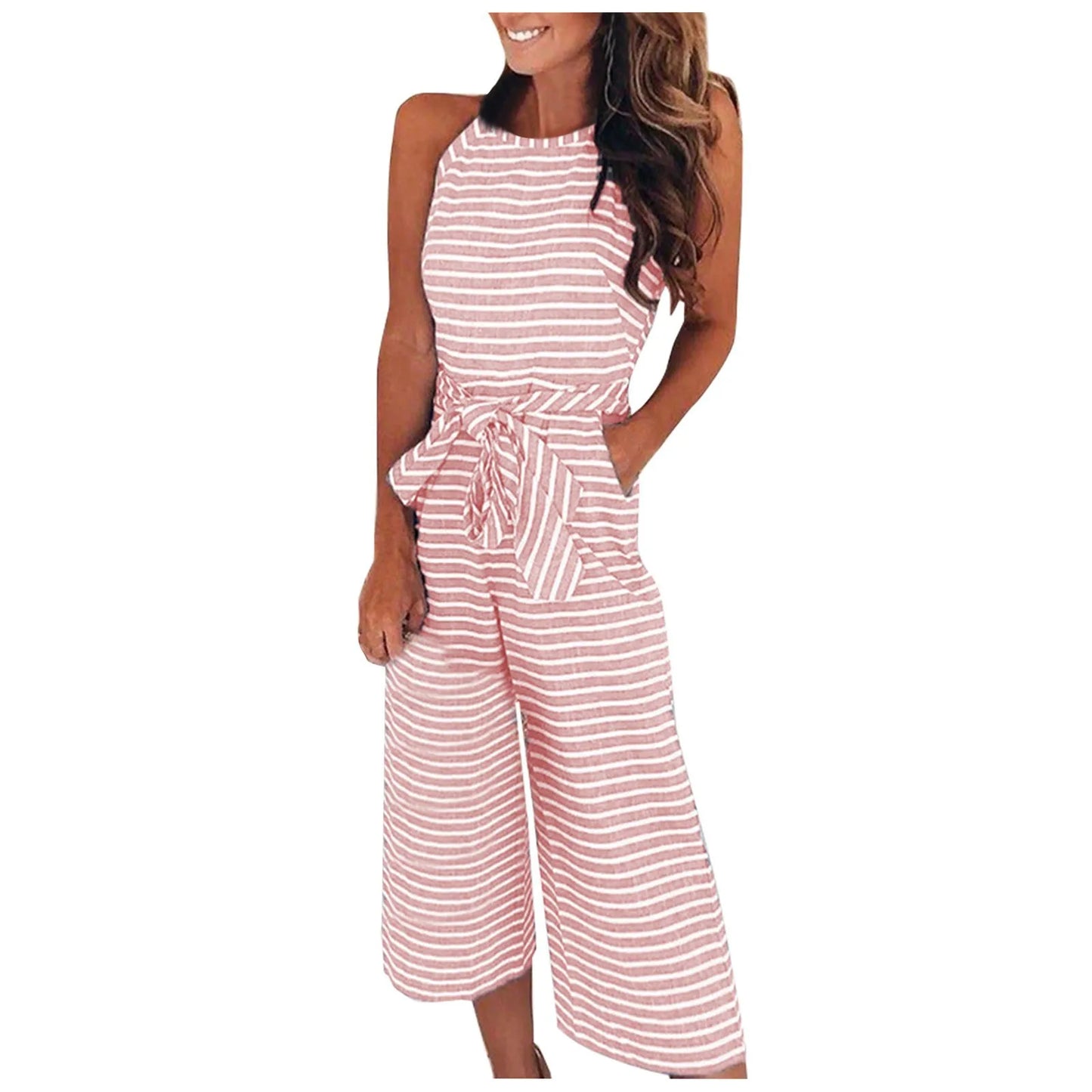 Monroe | Slim Fit Round Neck Sleeveless Jumpsuit