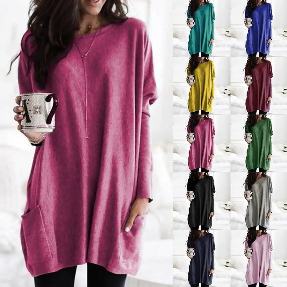 Giselle | Long Sleeve Pocket Tunic Tops Blouse