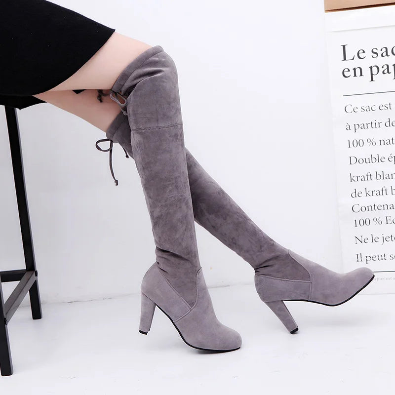 Scarlett | Stretch Fabrics High Heel Slip on Boots - TrendHavenCo