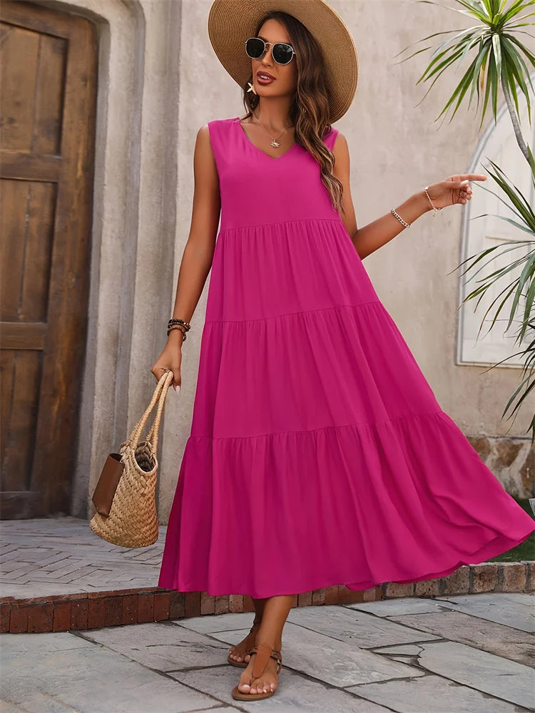 Milani | Beach Long V-neck Loose Dress