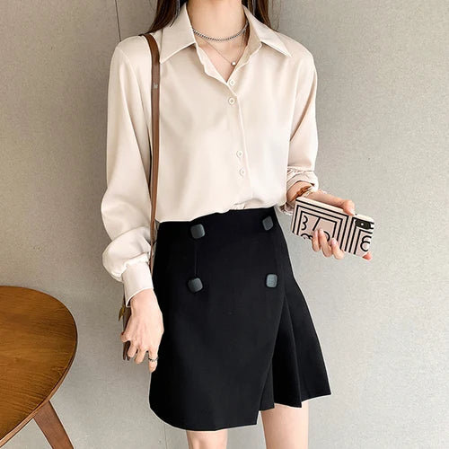 Lyka | Long Sleeve Loose Solid Blouse Top