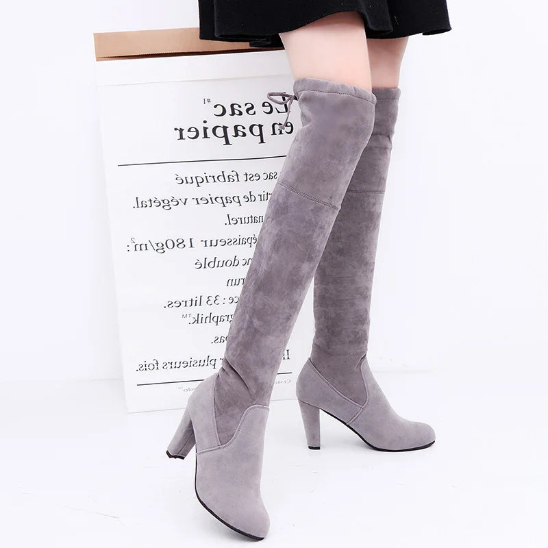 Scarlett | Stretch Fabrics High Heel Slip on Boots - TrendHavenCo