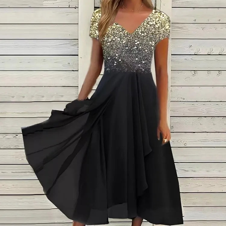 Olive | Chiffon Elegant Lace Patchwork Dress