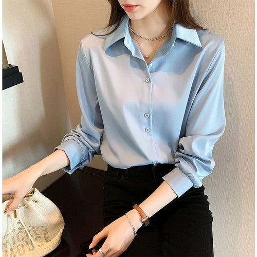 Lyka | Long Sleeve Loose Solid Blouse Top