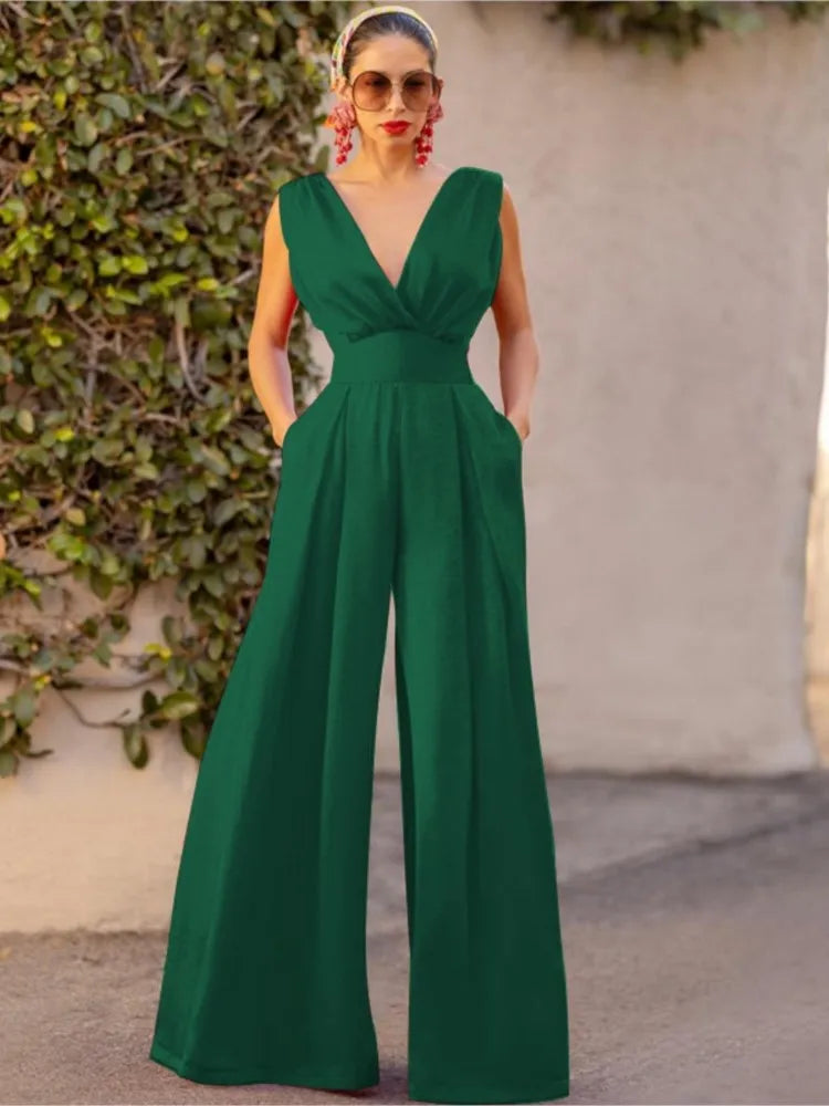 Mylah | Sleeveless Sexy Deep V-neck Jumpsuits