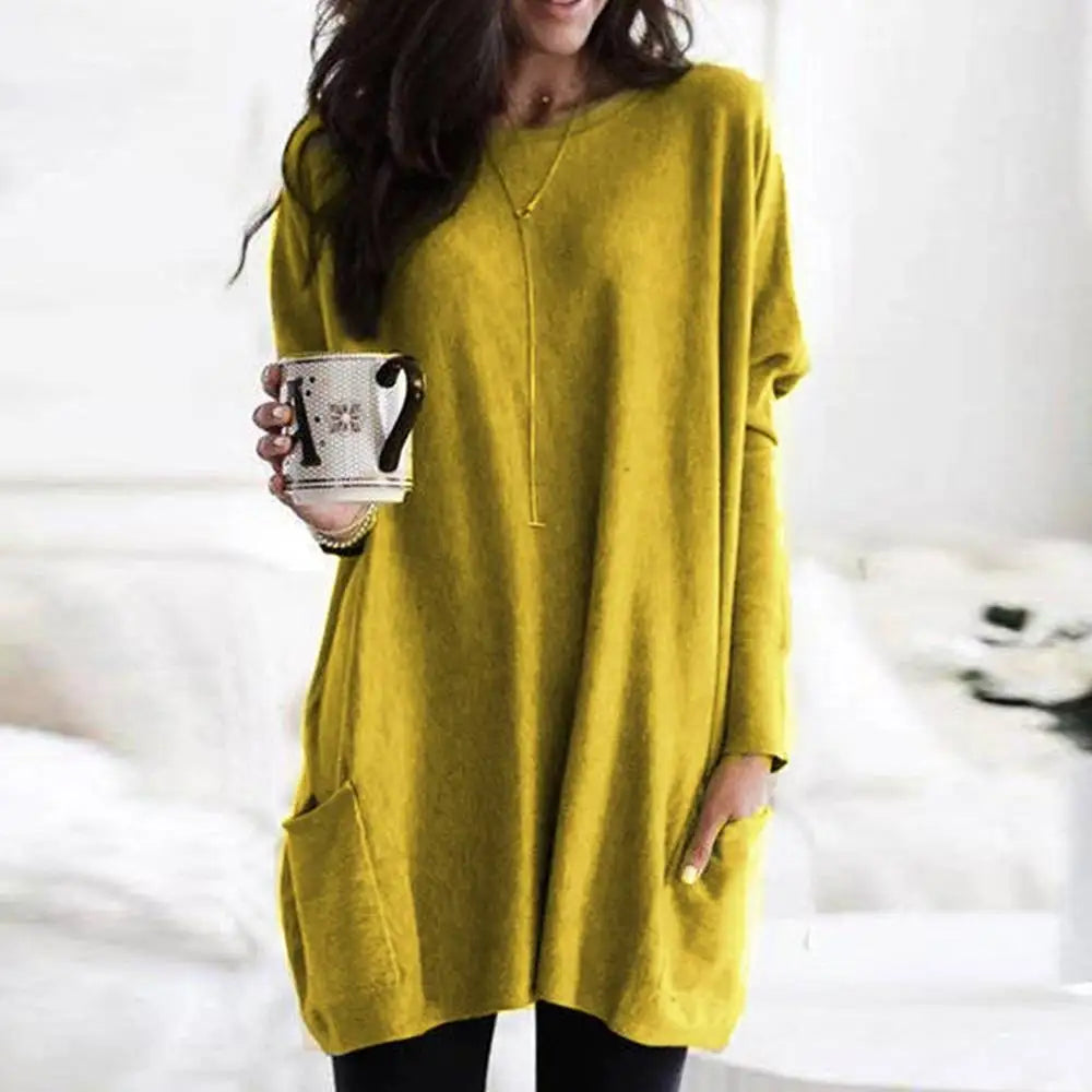 Giselle | Long Sleeve Pocket Tunic Tops Blouse
