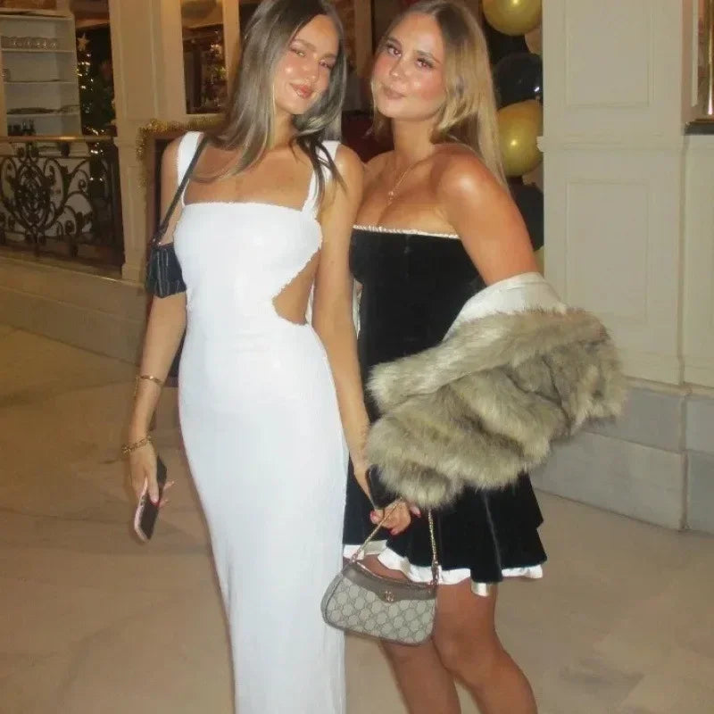 Blair | Suspender Backless Glitter Long Dress
