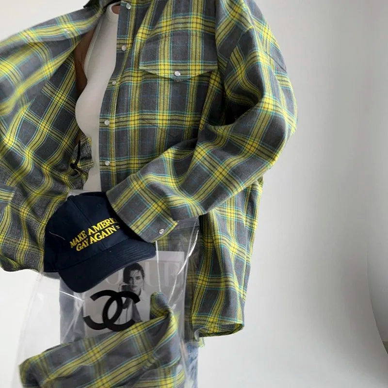 Emely | Long Sleeve Shirt Oversized Plaid Shirt