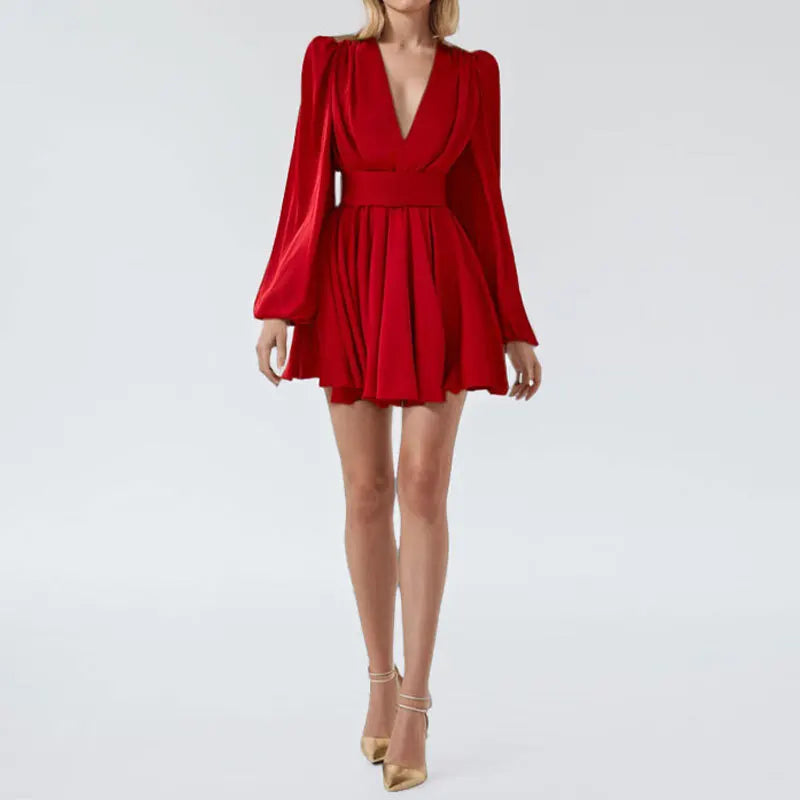 Diana | V-neck Sexy Short Skirts Dress