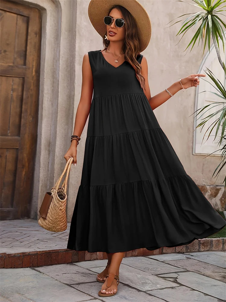 Milani | Beach Long V-neck Loose Dress