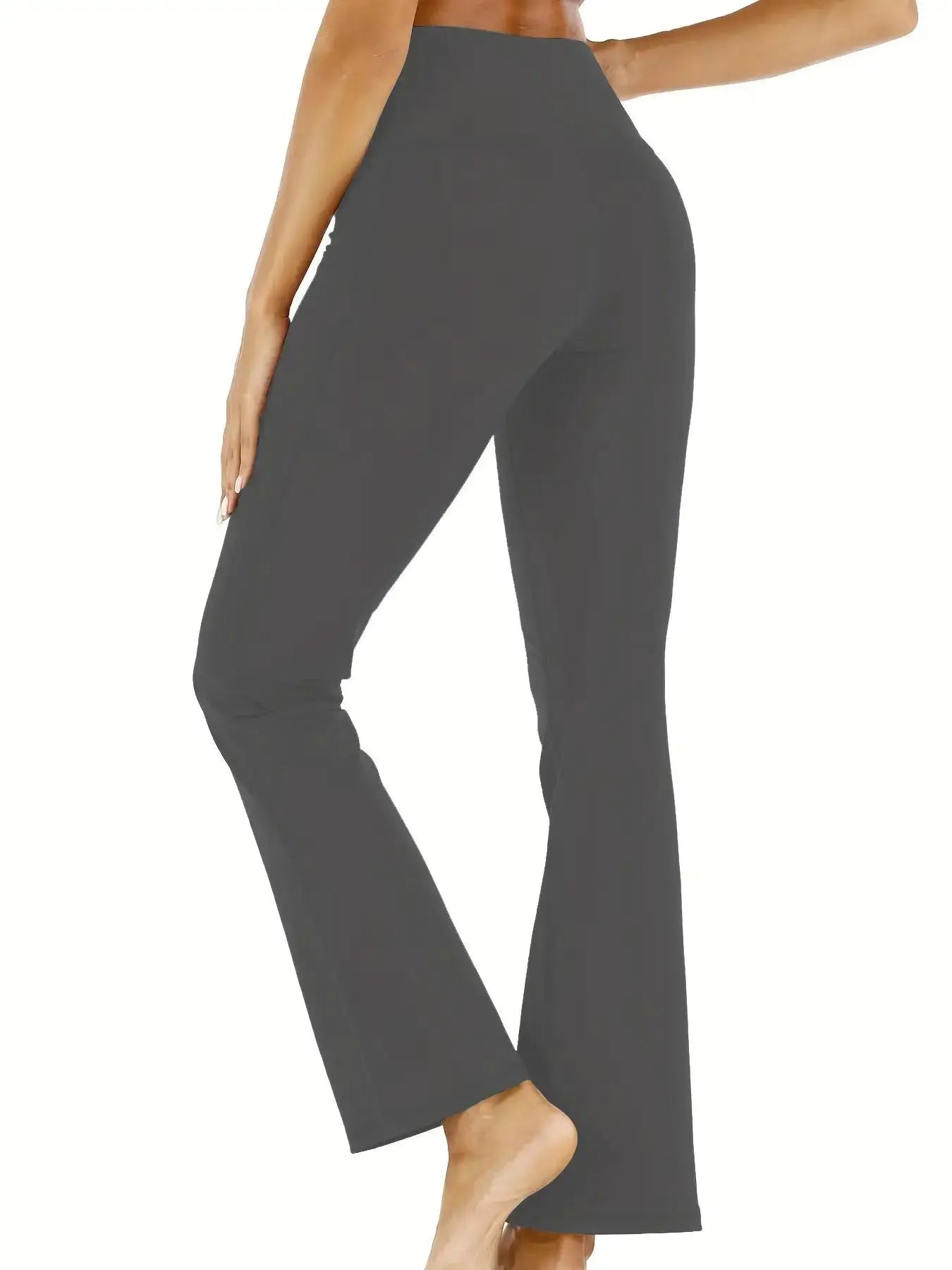 Women's Flared Pants with Pockets, Flared Leg Yoga Pants High Waist Fitness Casual Tummy Tuck Pants - TrendHavenCo