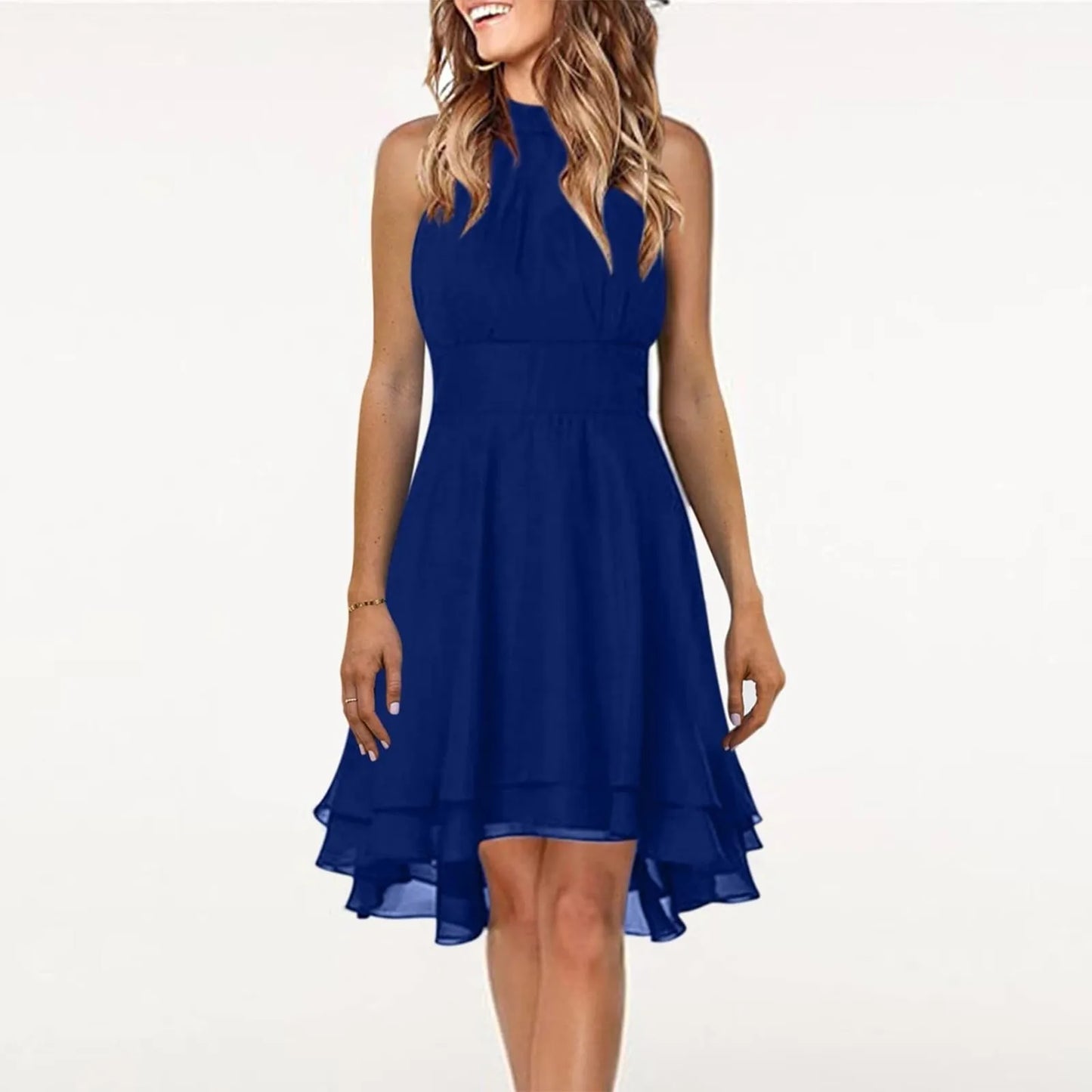 Regina | High Waist Sexy Cropped Layered Solid Halter Dress