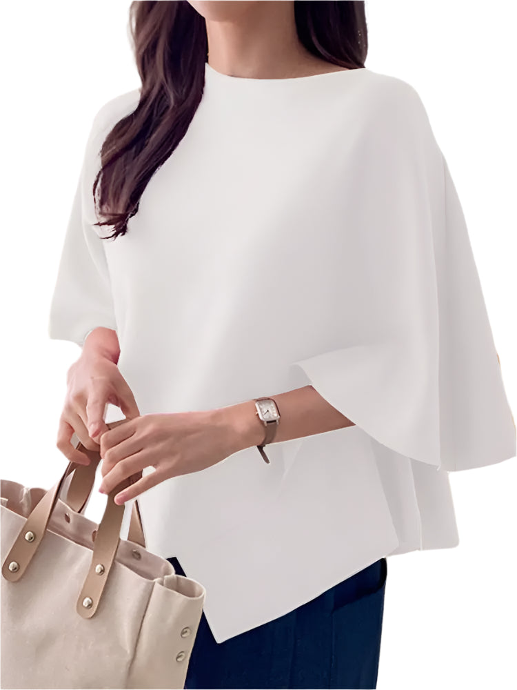 Mariah | 3/4 Sleeve Ruffle Hem Top Shirt