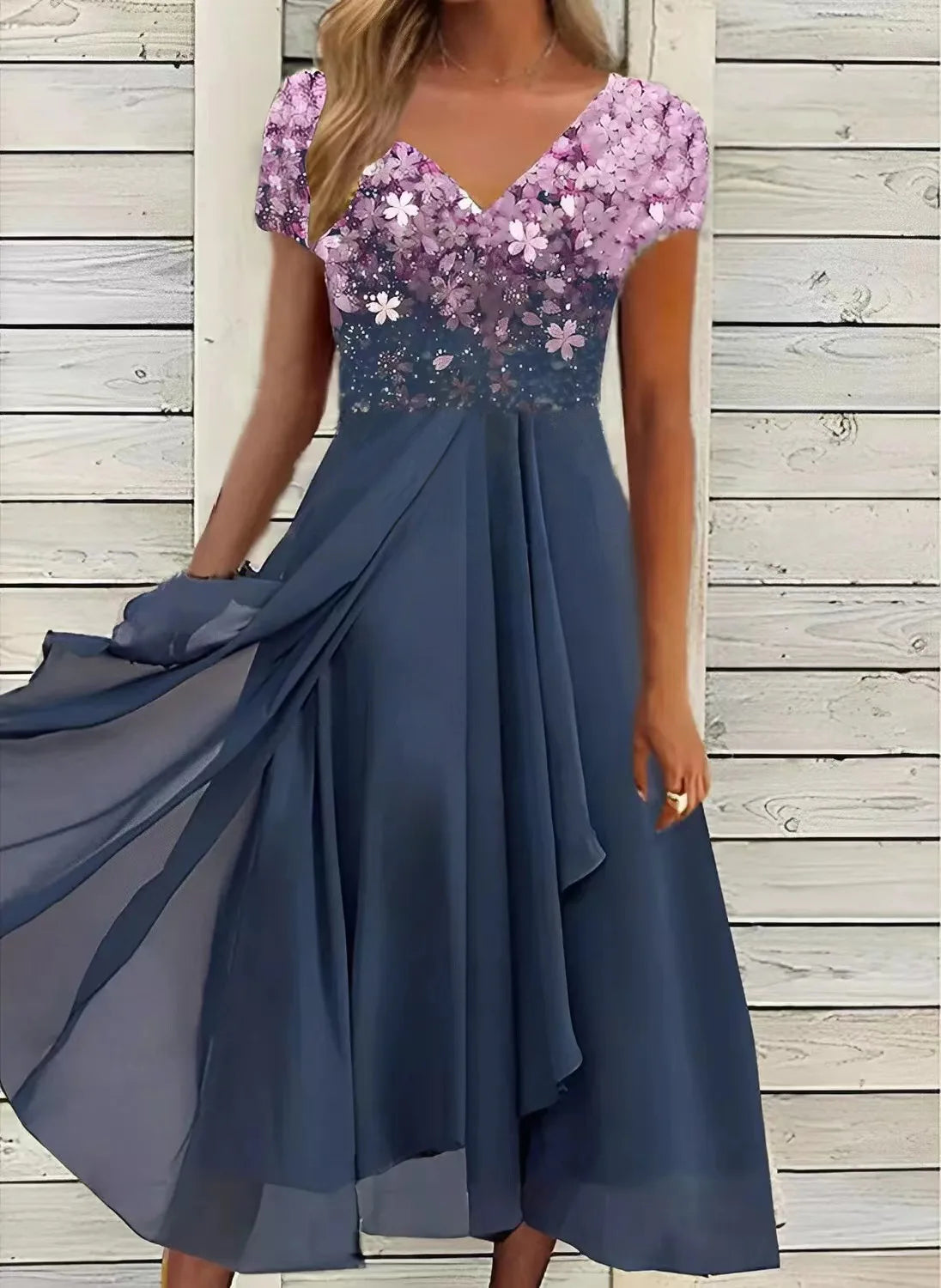 Olive | Chiffon Elegant Lace Patchwork Dress