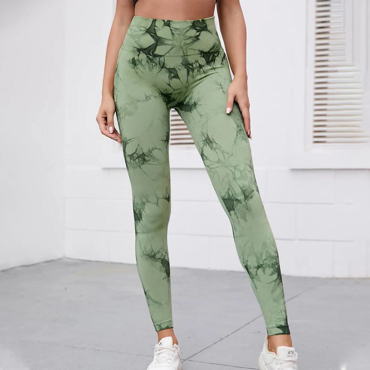 Seamless Tie-dye Yoga Pants Women's High-waist Abdomen Peach Hip Fitness Pants Stretch Sports Leggings - TrendHavenCo