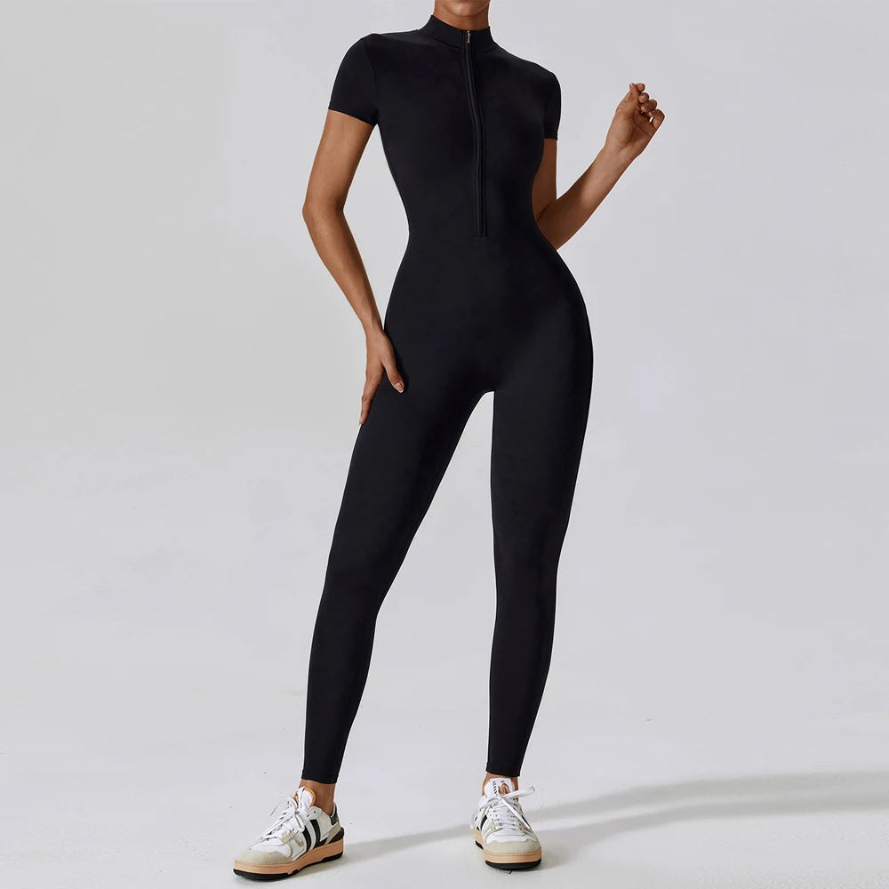 Alisson | Gym Short Sleeve Jump Suit