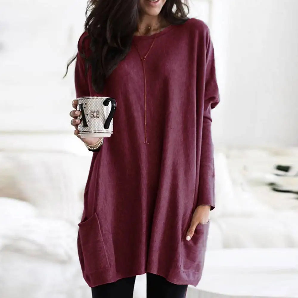 Giselle | Long Sleeve Pocket Tunic Tops Blouse