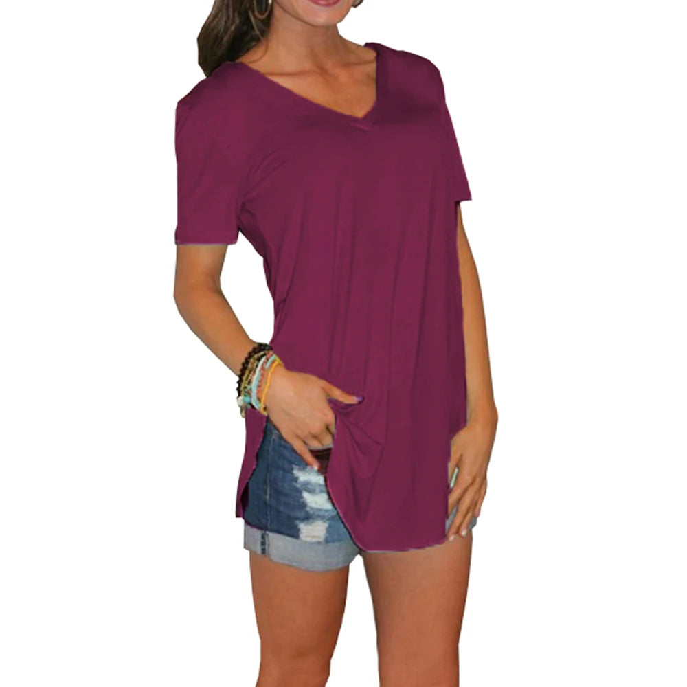 Xiomara | V-neck short sleeve loose T-shirt