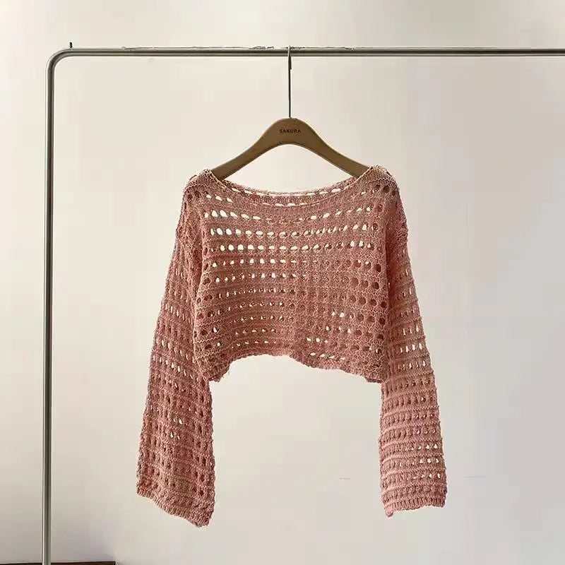 Michelle | Long Sleeve Crochet Knit Top