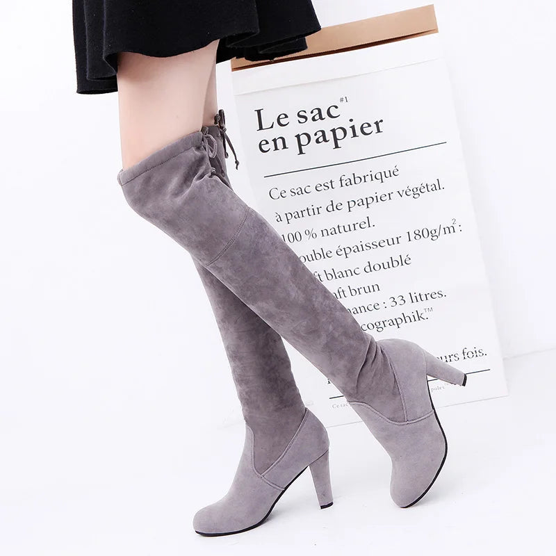 Scarlett | Stretch Fabrics High Heel Slip on Boots - TrendHavenCo