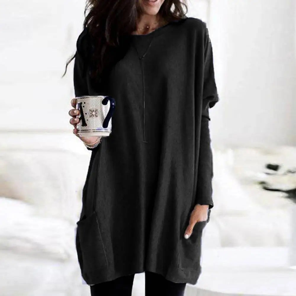 Giselle | Long Sleeve Pocket Tunic Tops Blouse