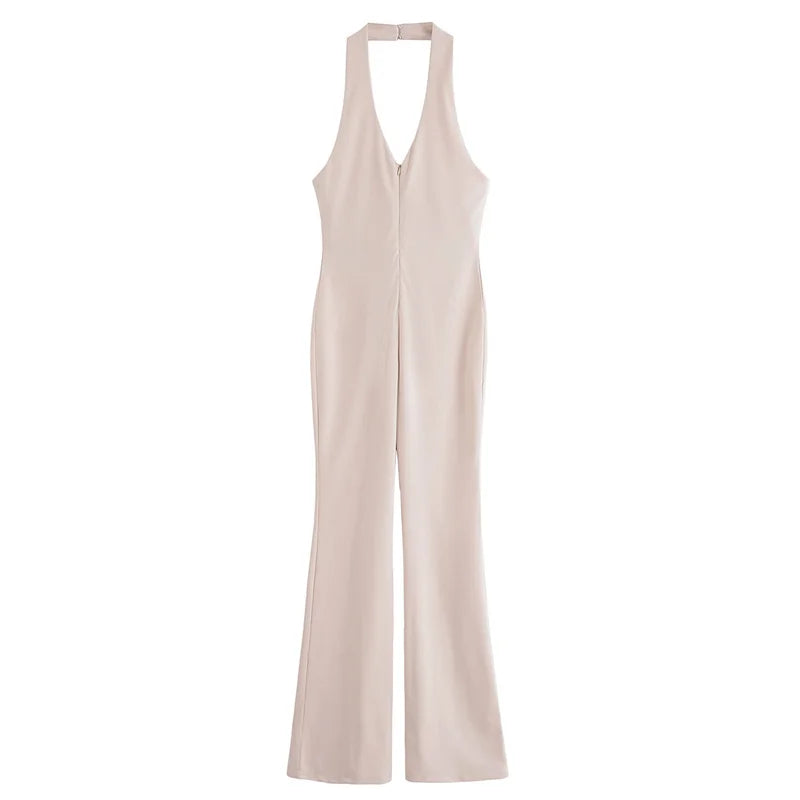 Capri | halterneck style slim flared jumpsuit