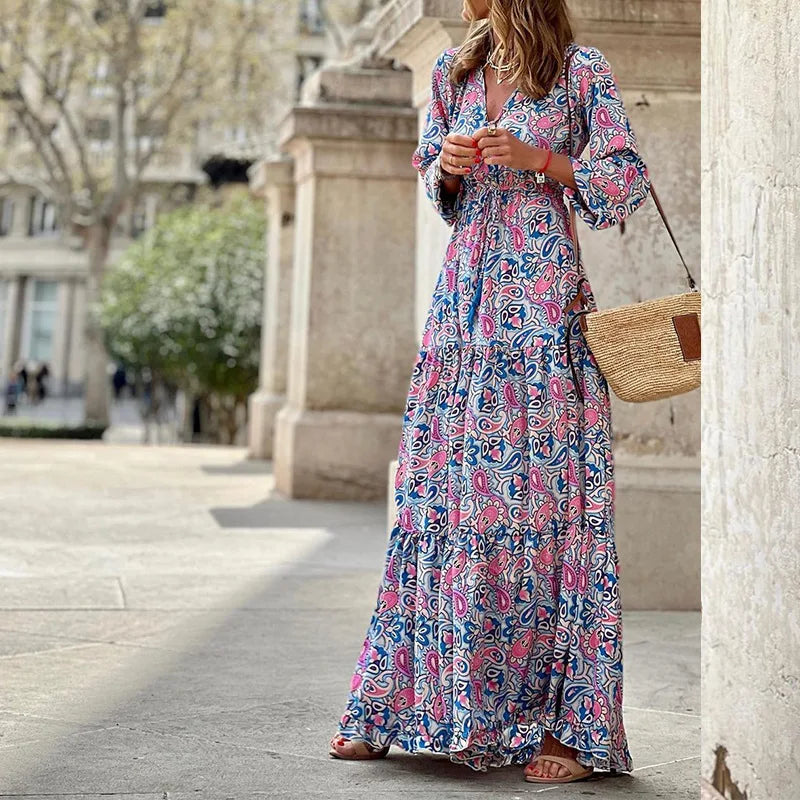 Lucille | Flower Bohemian Long Maxi Dress