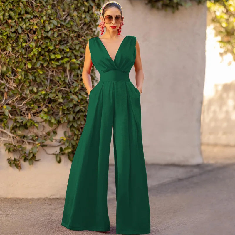 Mylah | Sleeveless Sexy Deep V-neck Jumpsuits