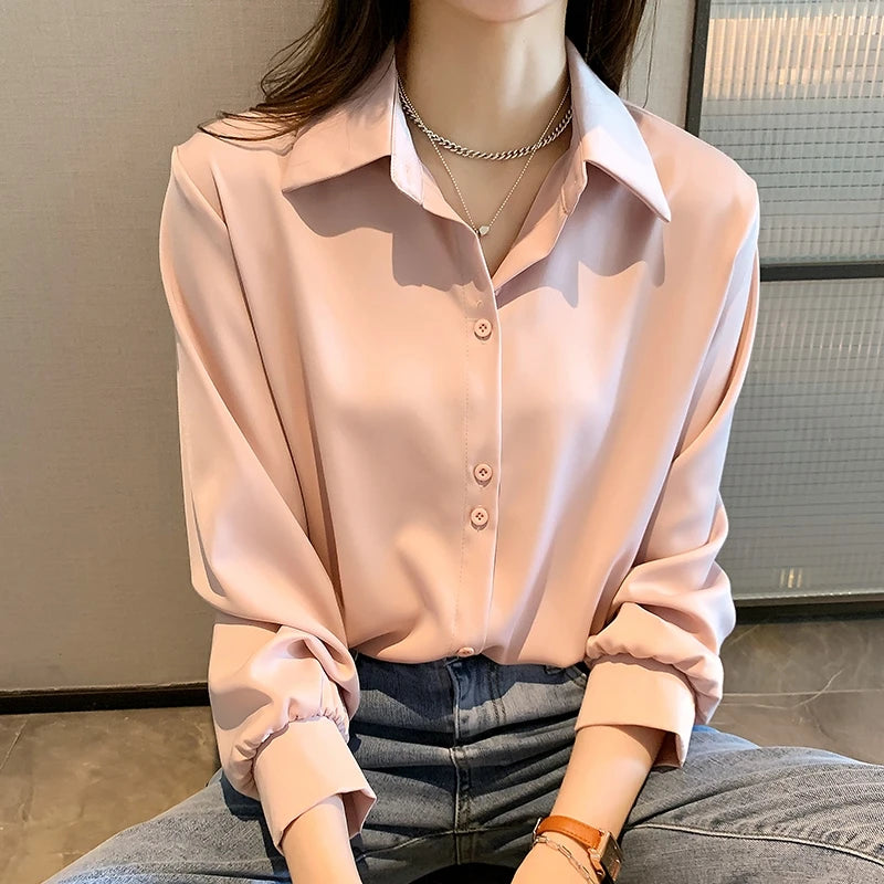 Lyka | Long Sleeve Loose Solid Blouse Top