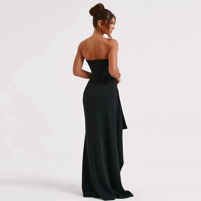 Amina | Slash Neck Strapless Party Evening Dress