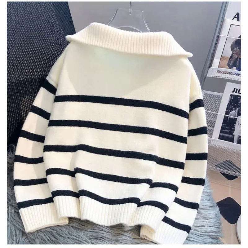 Wrenley | Zipper Stripe Underlay Pullover Sweater