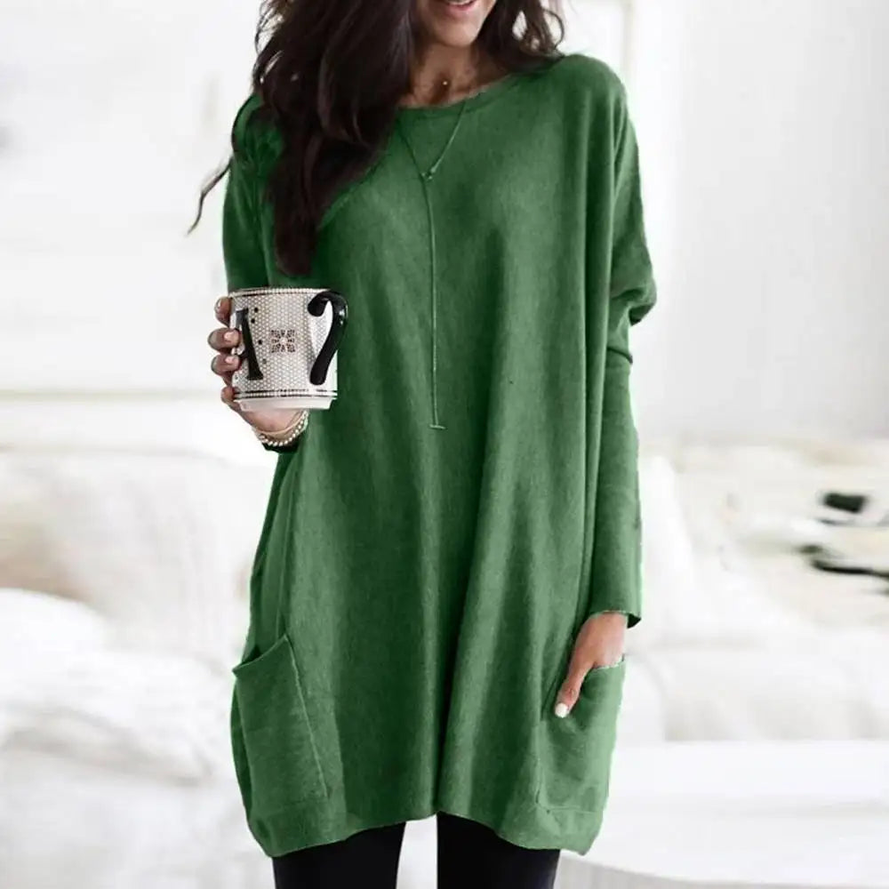 Giselle | Long Sleeve Pocket Tunic Tops Blouse