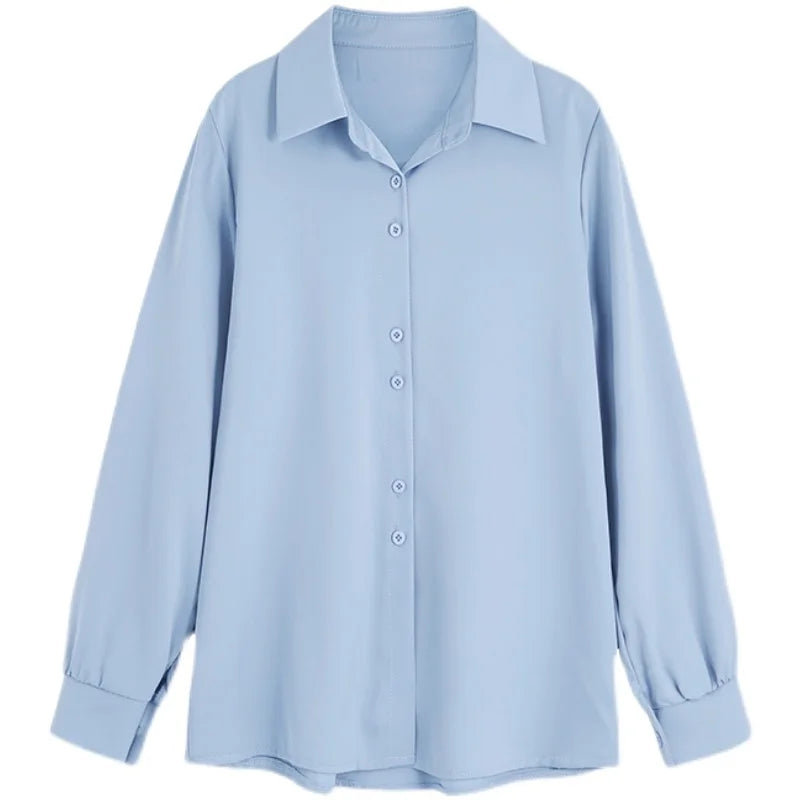 Lyka | Long Sleeve Loose Solid Blouse Top