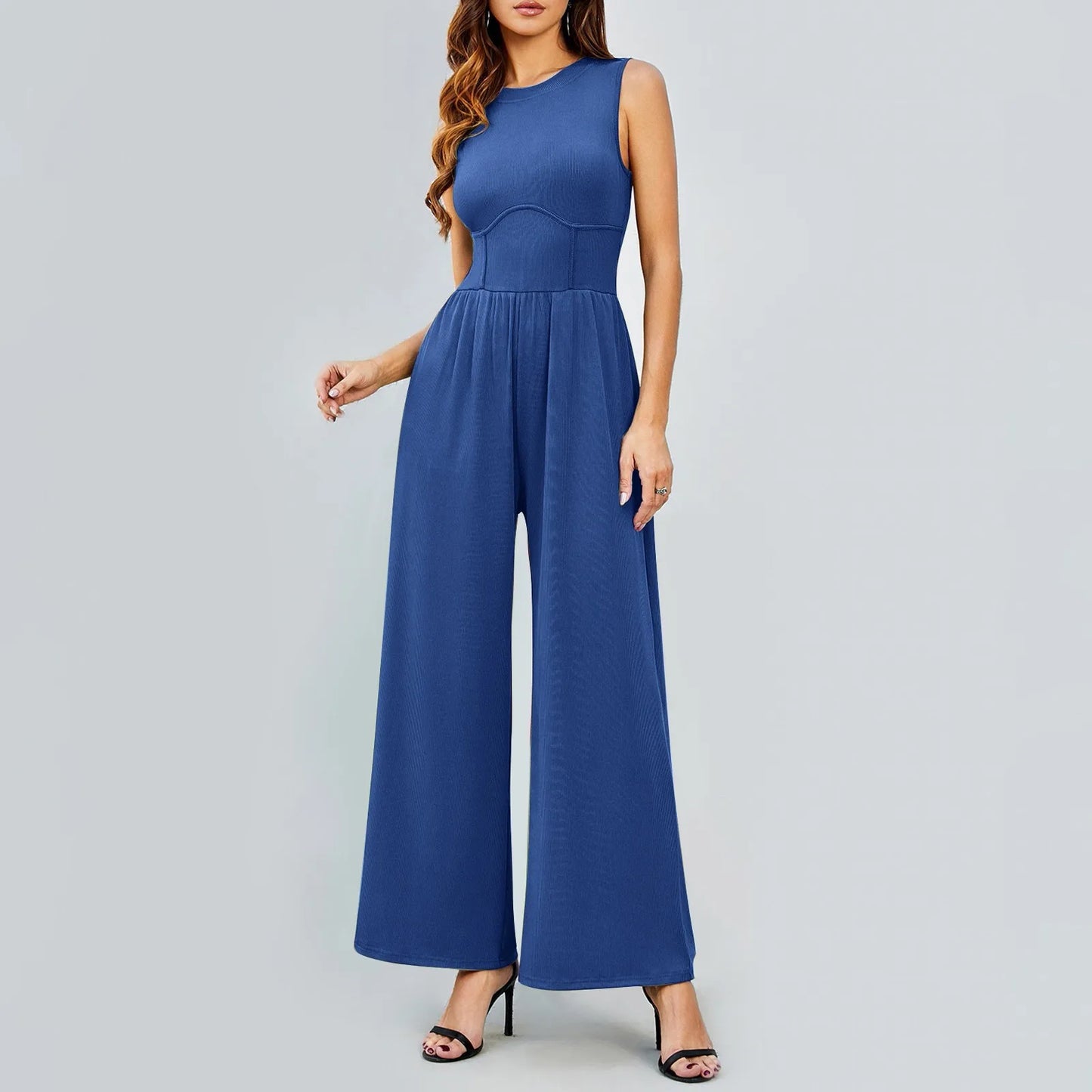 Nalani | Sleeveless Tank Top Wide Leg Pants Romper