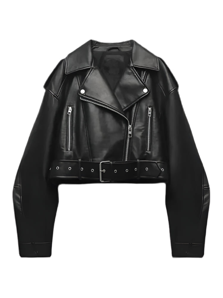 Reese | Oversized Loose Pu Faux Leather Short Jacket