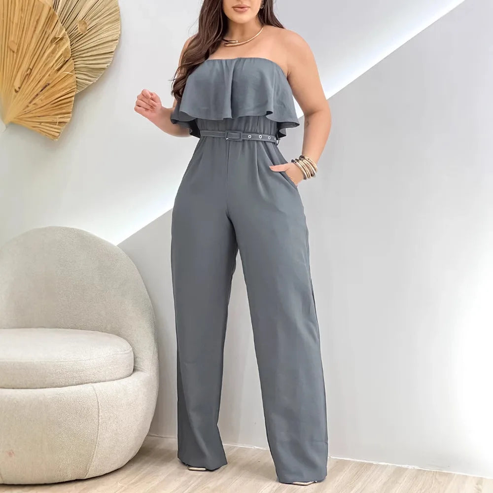Faye | Pullover Shoulder Ruffle Belt Bodysuit