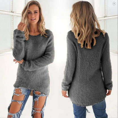 Elle | Warm Sweaters O Neck Loose Knitted Pullover