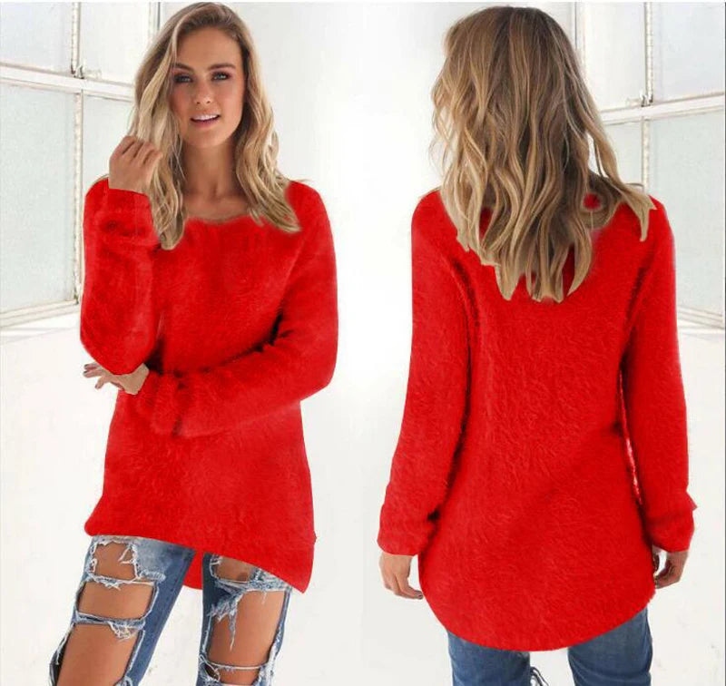 Elle | Warm Sweaters O Neck Loose Knitted Pullover